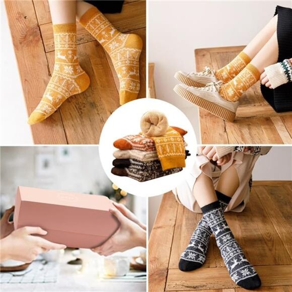 New 5 Pairs Fuzzy Soft Cozy Comfortable Socks for Women, Casual Sleep Comfy Sock - Picture 4 of 6